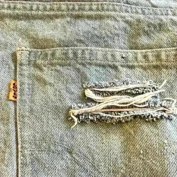 VTG Orange Tag Levi’s Denim Cutoff Shorts 35” Waist  Relaxed Western Grunge - Picture 2 of 7